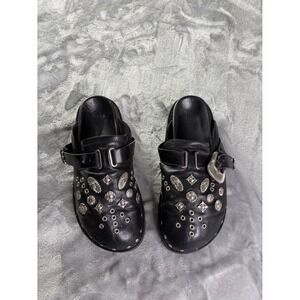 Toga Virilis Metal Western Embellished Clogs Mule EU 41 Black Mens leather Flaw